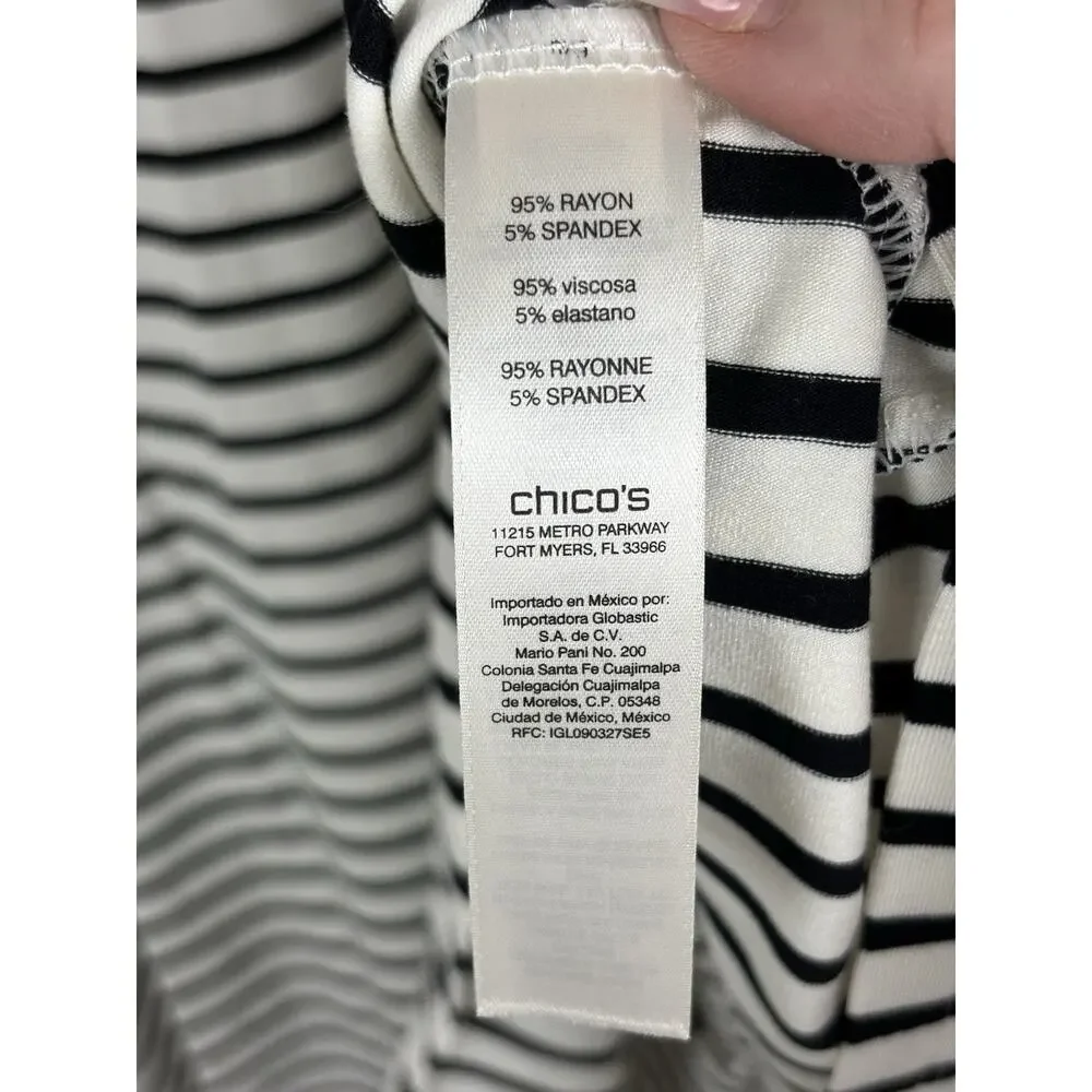 NEW Chicos Women’s Skirt Sz 2/Large Black White Striped Comfort Stretch Vacation